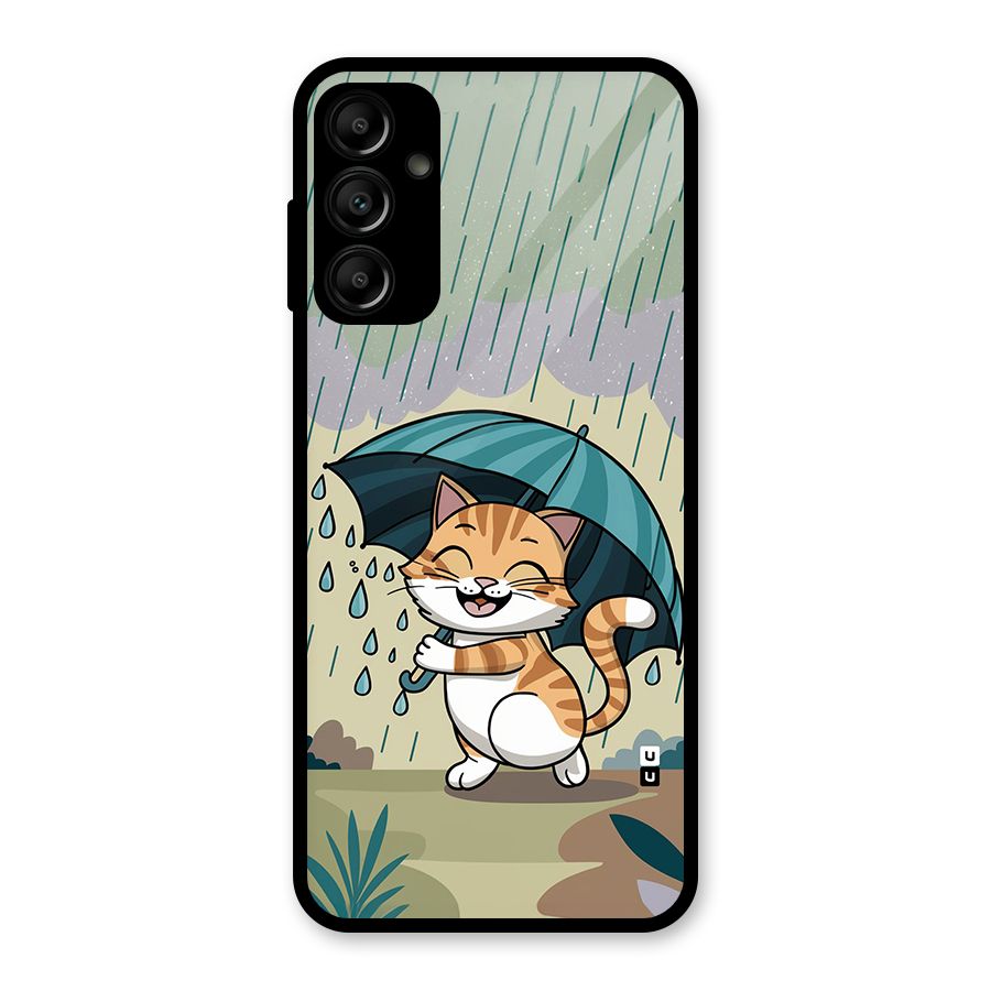 Cat In Rain Glass Back Case for Galaxy A14 5G