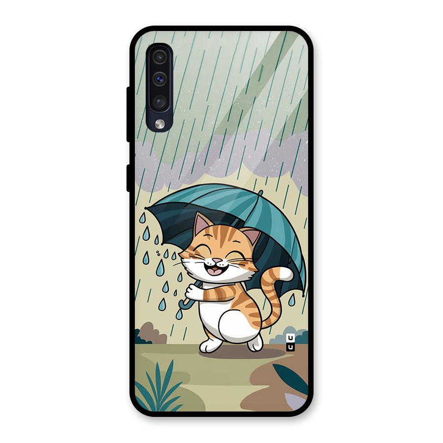 Cat In Rain Glass Back Case for Galaxy A30s