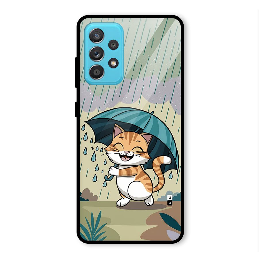 Cat In Rain Glass Back Case for Galaxy A52s 5G