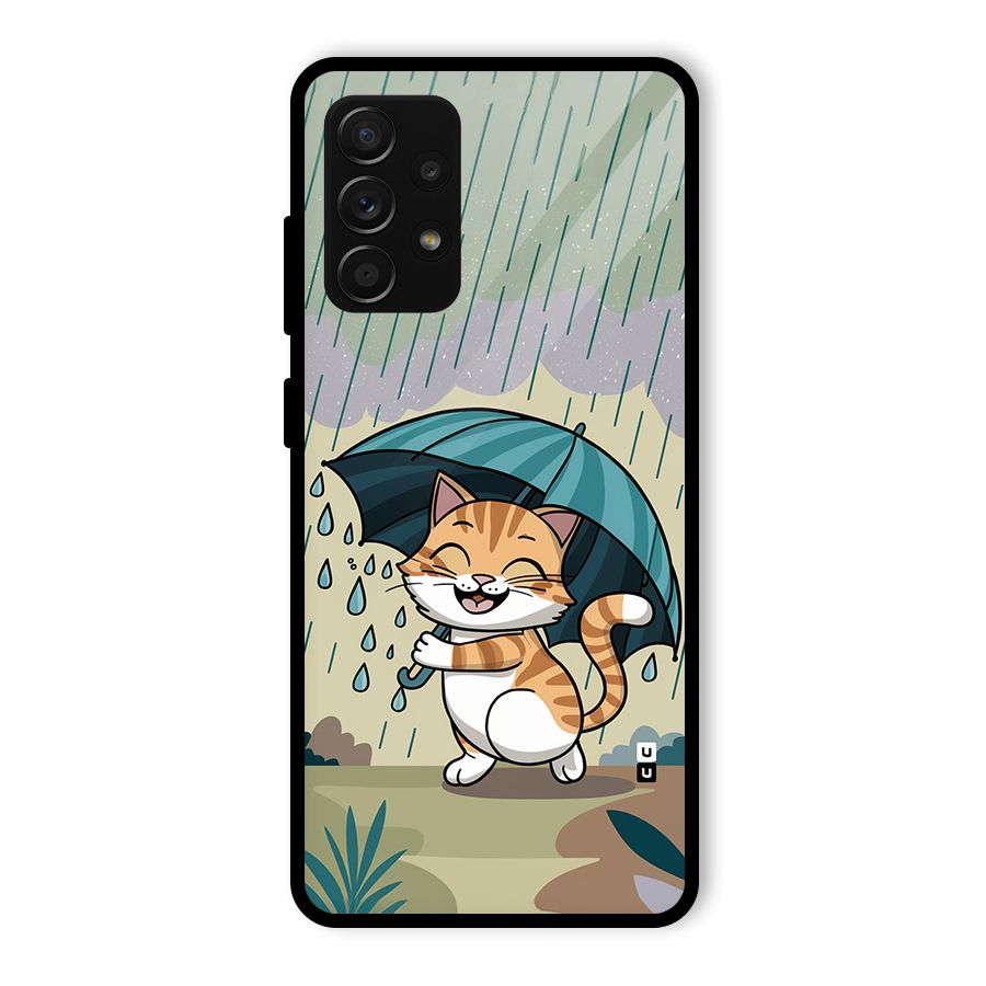 Cat In Rain Glass Back Case for Galaxy A53 5G