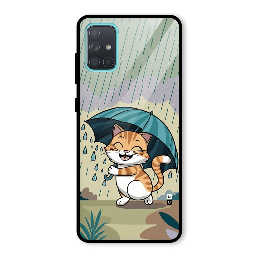 Cat In Rain Glass Back Case for Galaxy A71