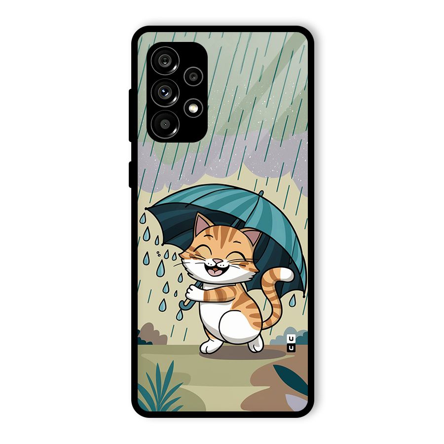 Cat In Rain Glass Back Case for Galaxy A73 5G