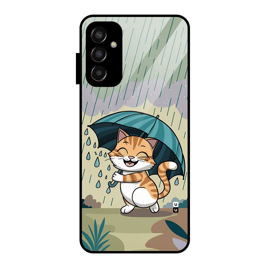 Cat In Rain Glass Back Case for Galaxy F13
