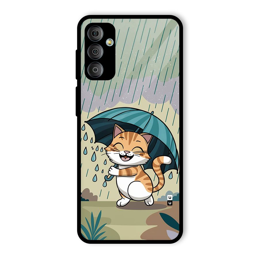 Cat In Rain Glass Back Case for Galaxy F23