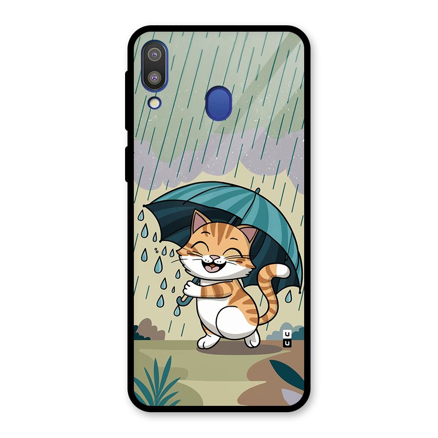 Cat In Rain Glass Back Case for Galaxy M20