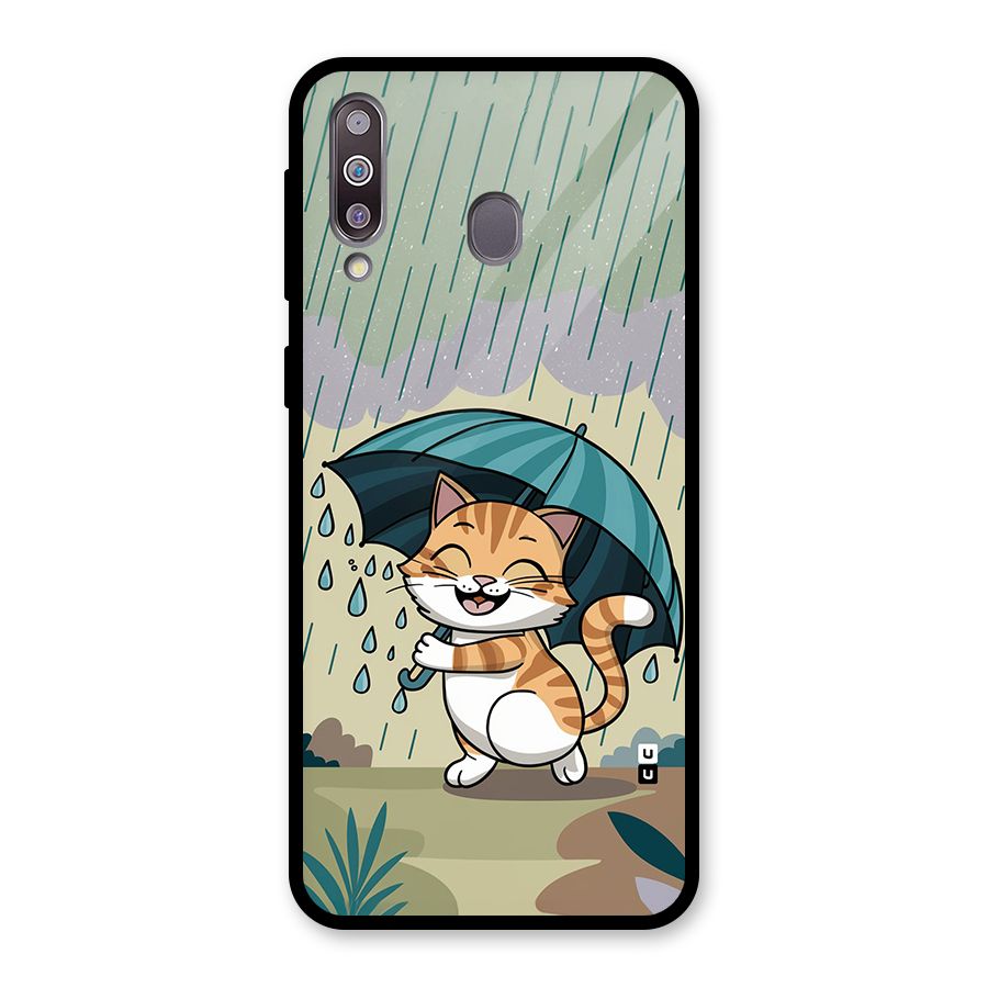 Cat In Rain Glass Back Case for Galaxy M30
