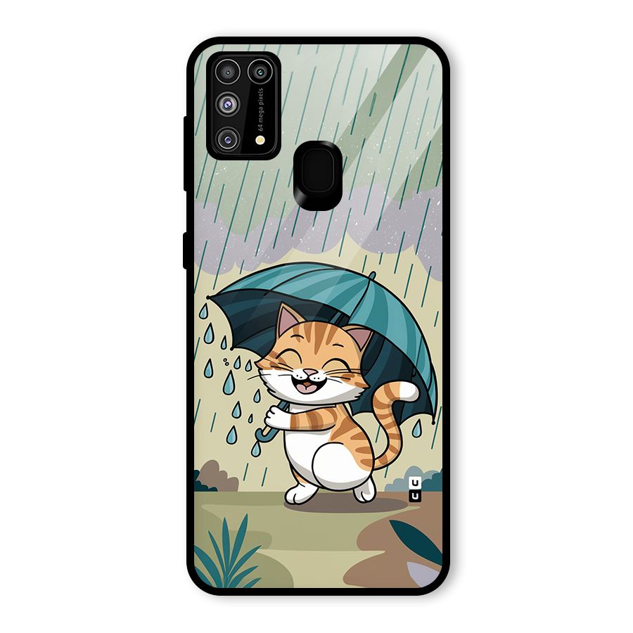 Cat In Rain Glass Back Case for Galaxy M31