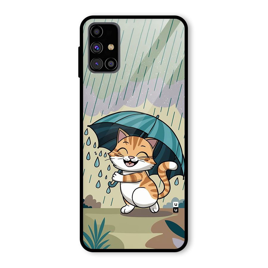 Cat In Rain Glass Back Case for Galaxy M31s