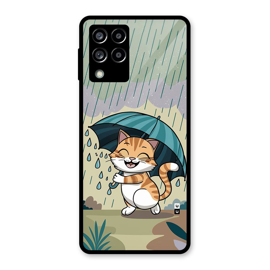 Cat In Rain Glass Back Case for Galaxy M53 5G