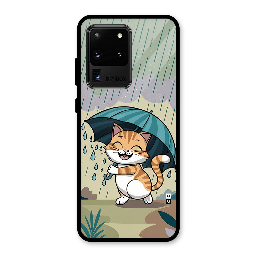 Cat In Rain Glass Back Case for Galaxy S20 Ultra