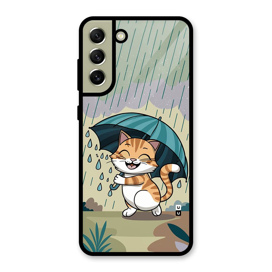 Cat In Rain Glass Back Case for Galaxy S21 FE 5G