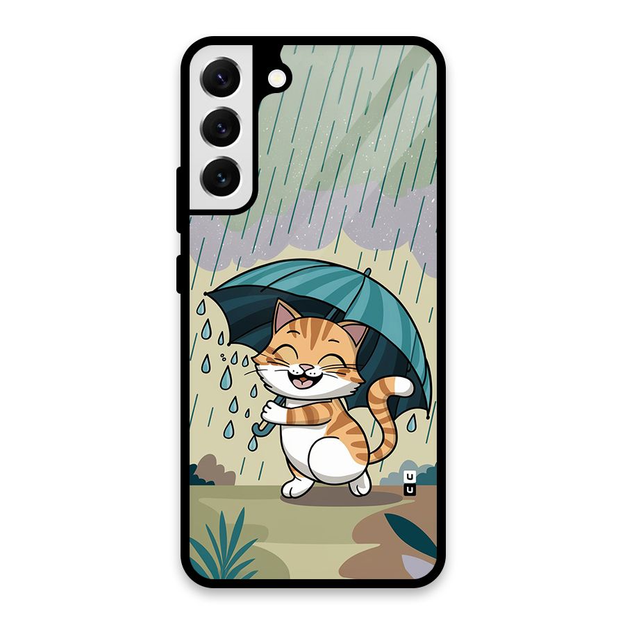 Cat In Rain Glass Back Case for Galaxy S22 Plus 5G
