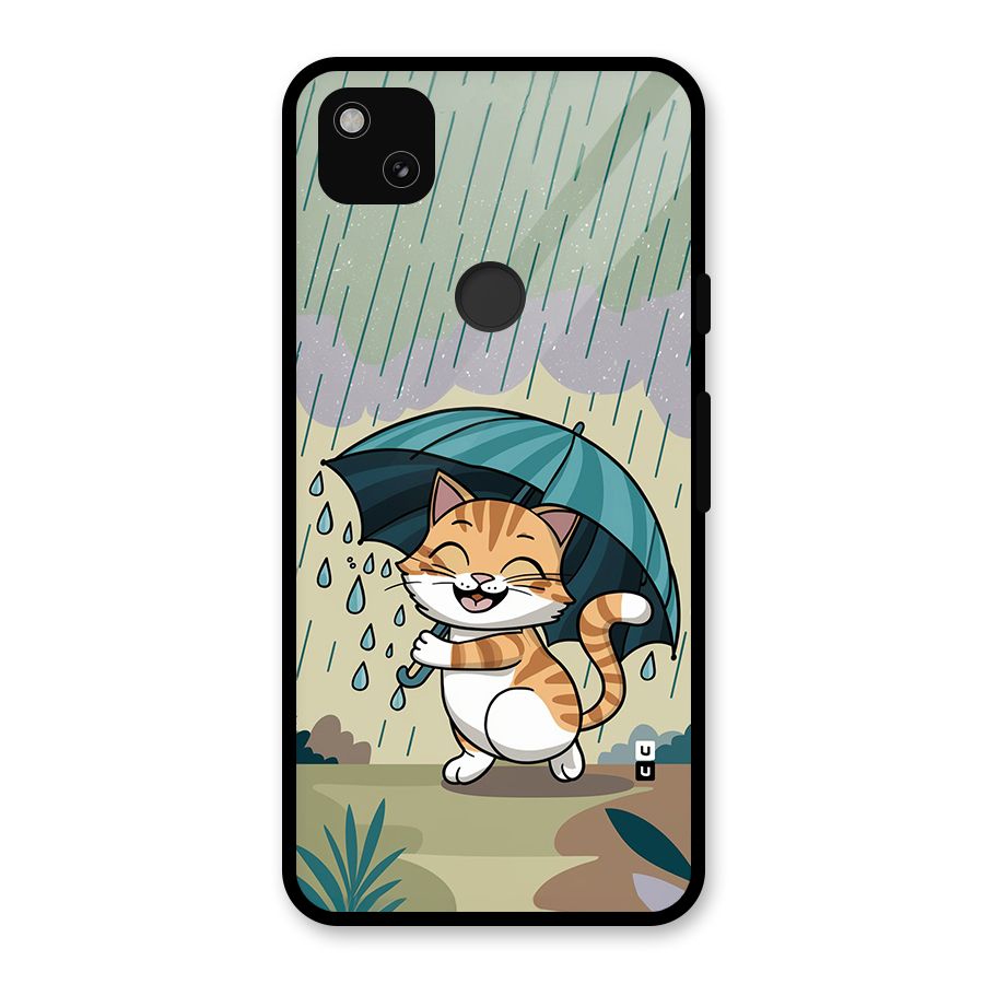 Cat In Rain Glass Back Case for Google Pixel 4a