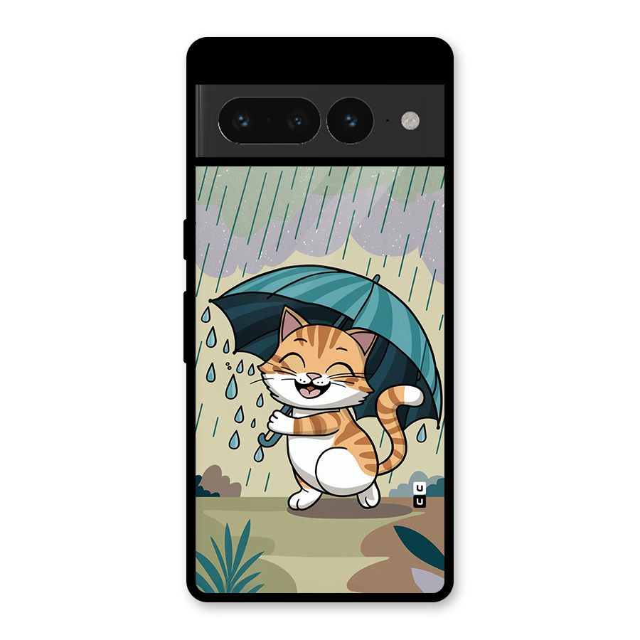 Cat In Rain Glass Back Case for Google Pixel 7 Pro