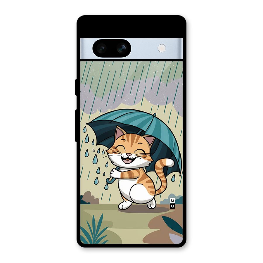 Cat In Rain Glass Back Case for Google Pixel 7a