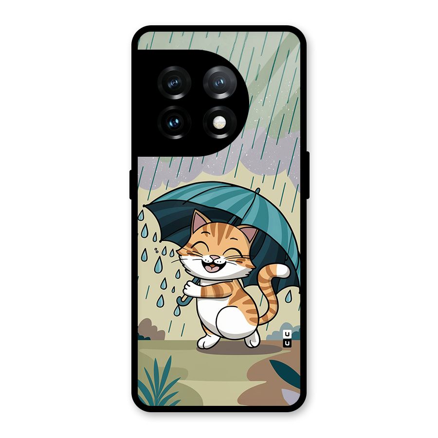 Cat In Rain Glass Back Case for OnePlus 11
