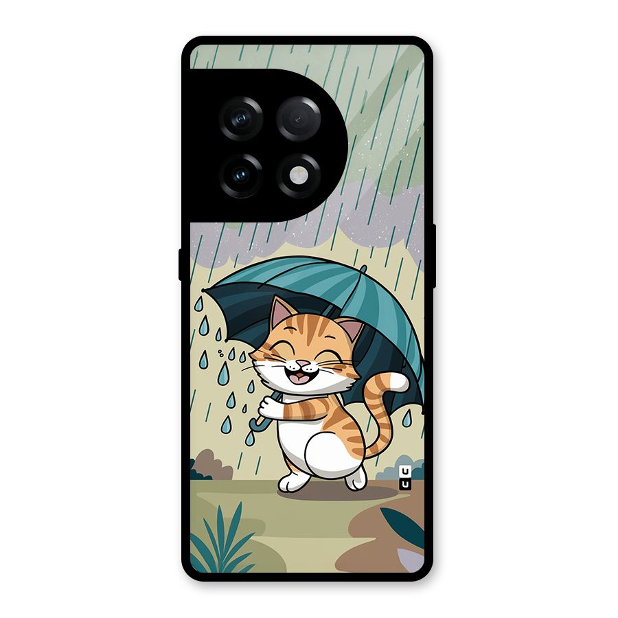 Cat In Rain Glass Back Case for OnePlus 11R