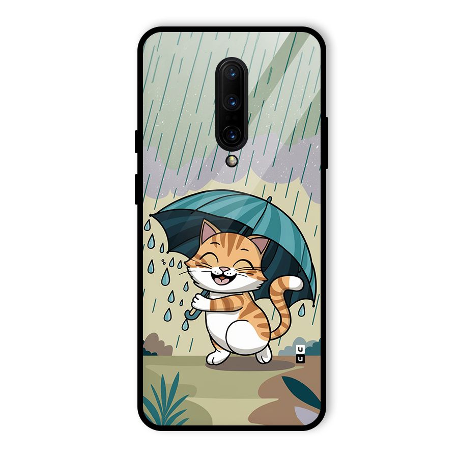 Cat In Rain Glass Back Case for OnePlus 7 Pro
