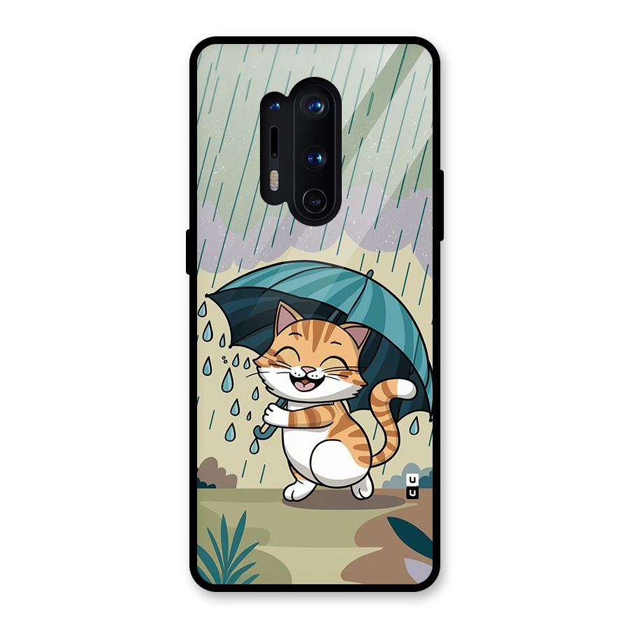 Cat In Rain Glass Back Case for OnePlus 8 Pro