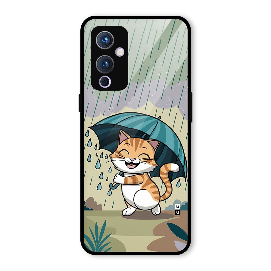 Cat In Rain Glass Back Case for OnePlus 9