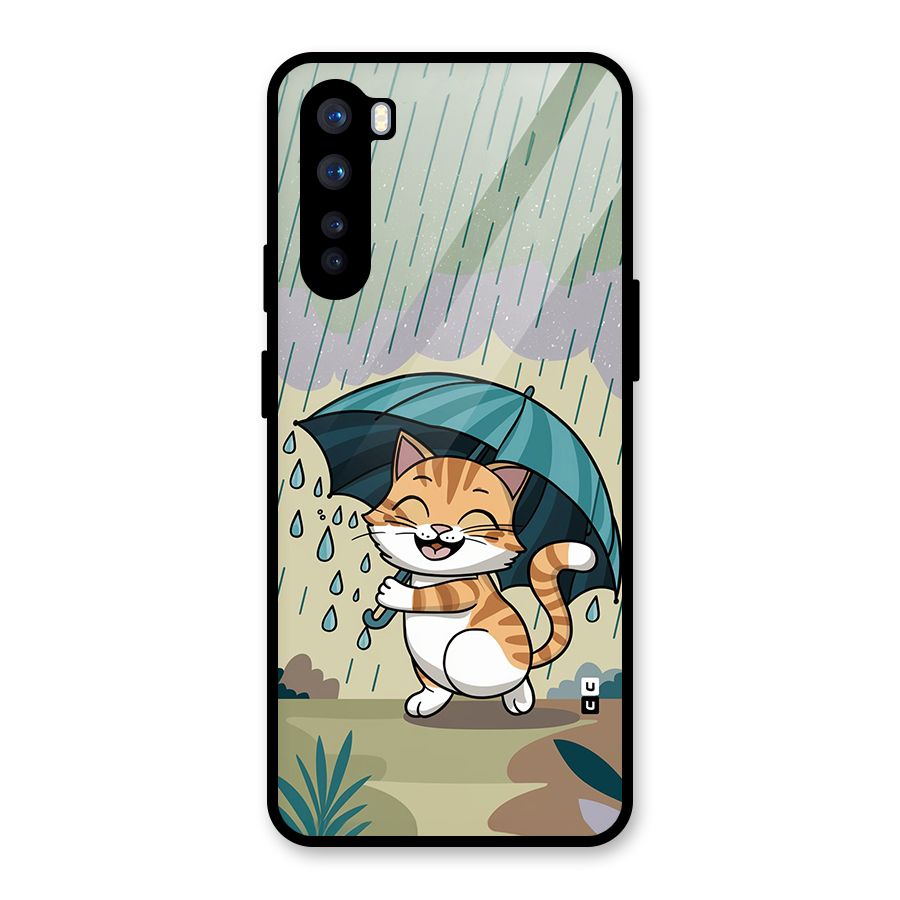 Cat In Rain Glass Back Case for OnePlus Nord