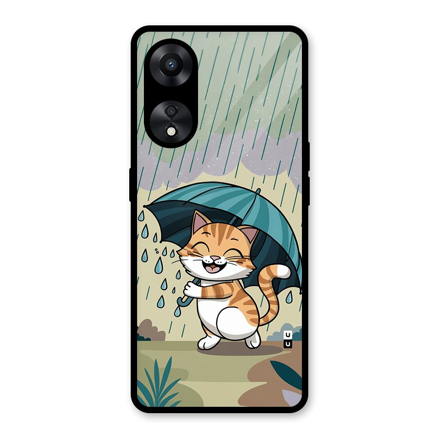 Cat In Rain Glass Back Case for Oppo A78