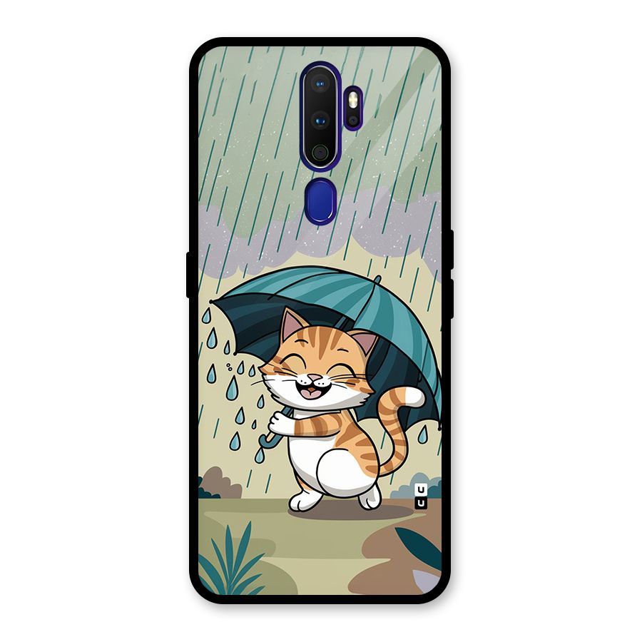Cat In Rain Glass Back Case for Oppo A9 (2020)