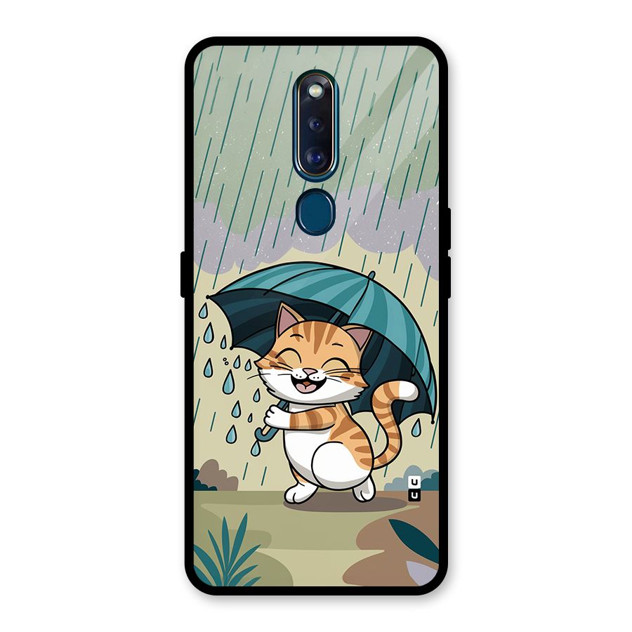 Cat In Rain Glass Back Case for Oppo F11 Pro