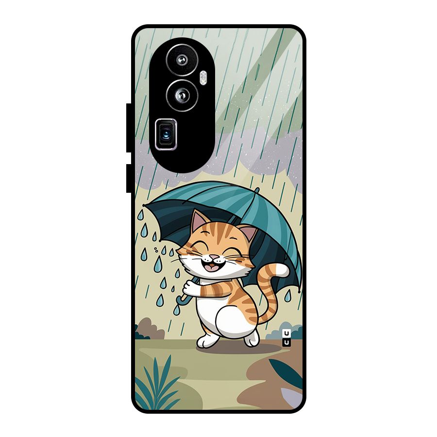Cat In Rain Glass Back Case for Oppo Reno10 Pro Plus