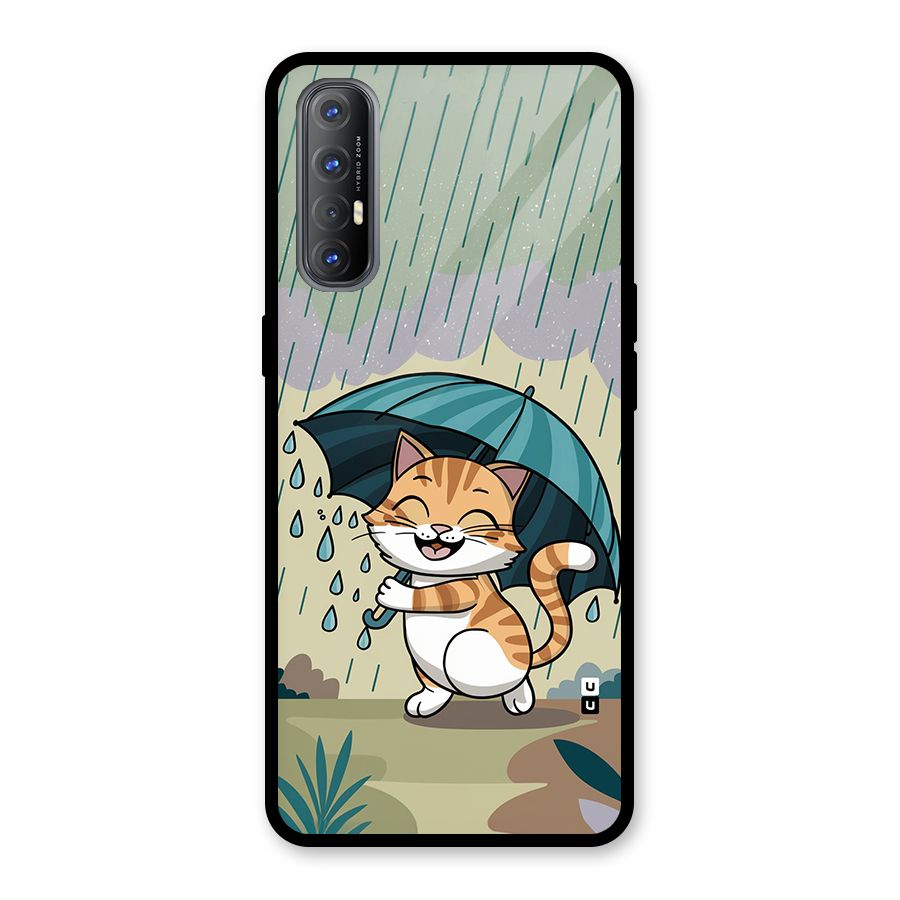 Cat In Rain Glass Back Case for Oppo Reno3 Pro