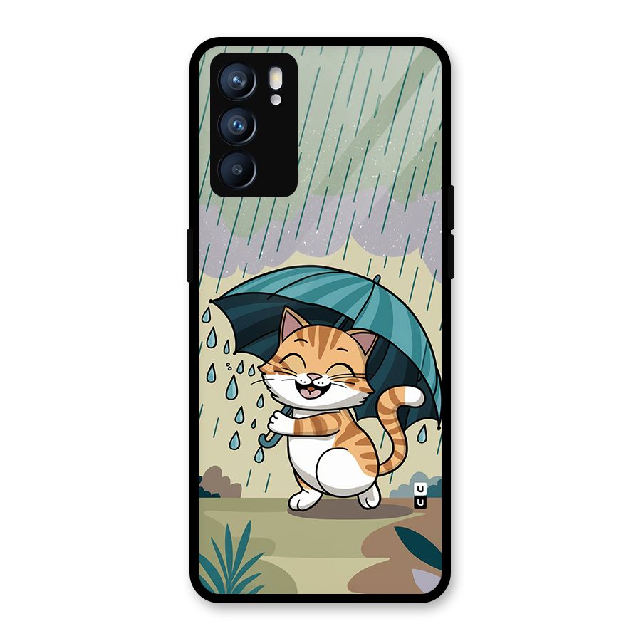 Cat In Rain Glass Back Case for Oppo Reno6 5G