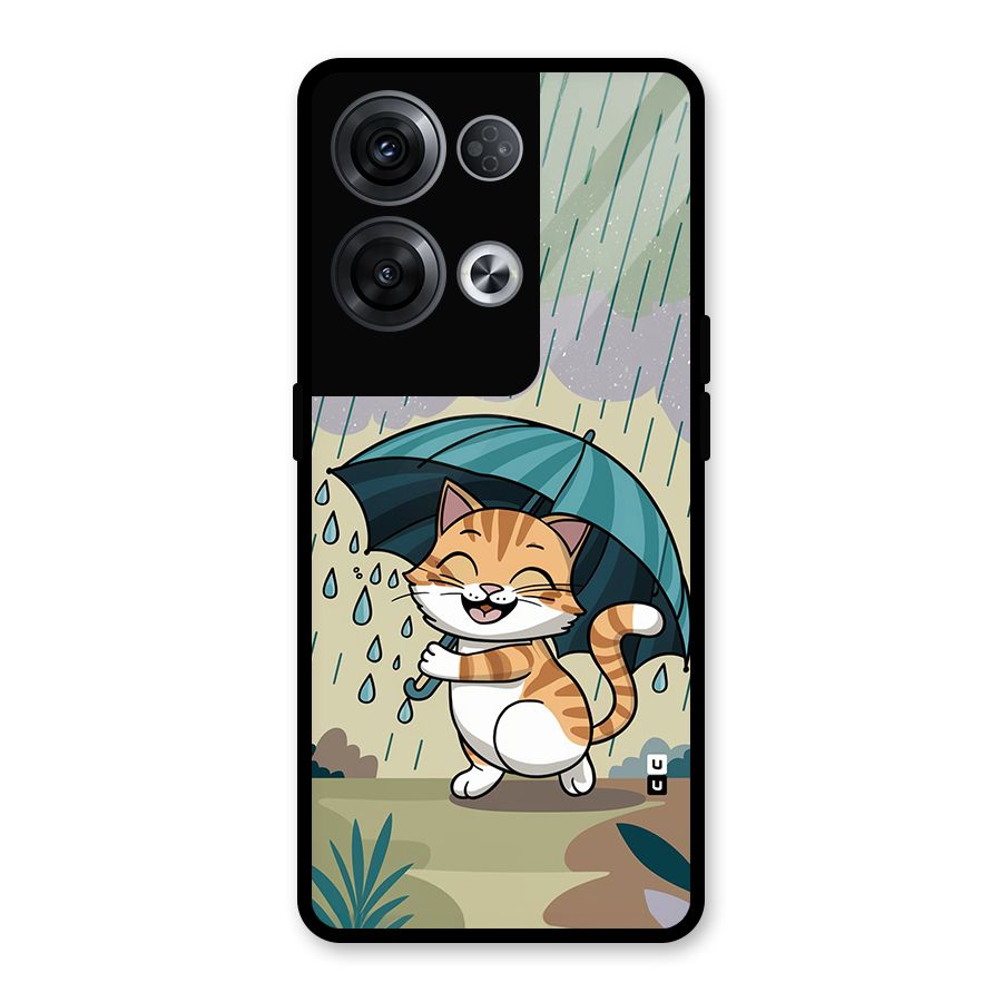 Cat In Rain Glass Back Case for Oppo Reno8 Pro 5G