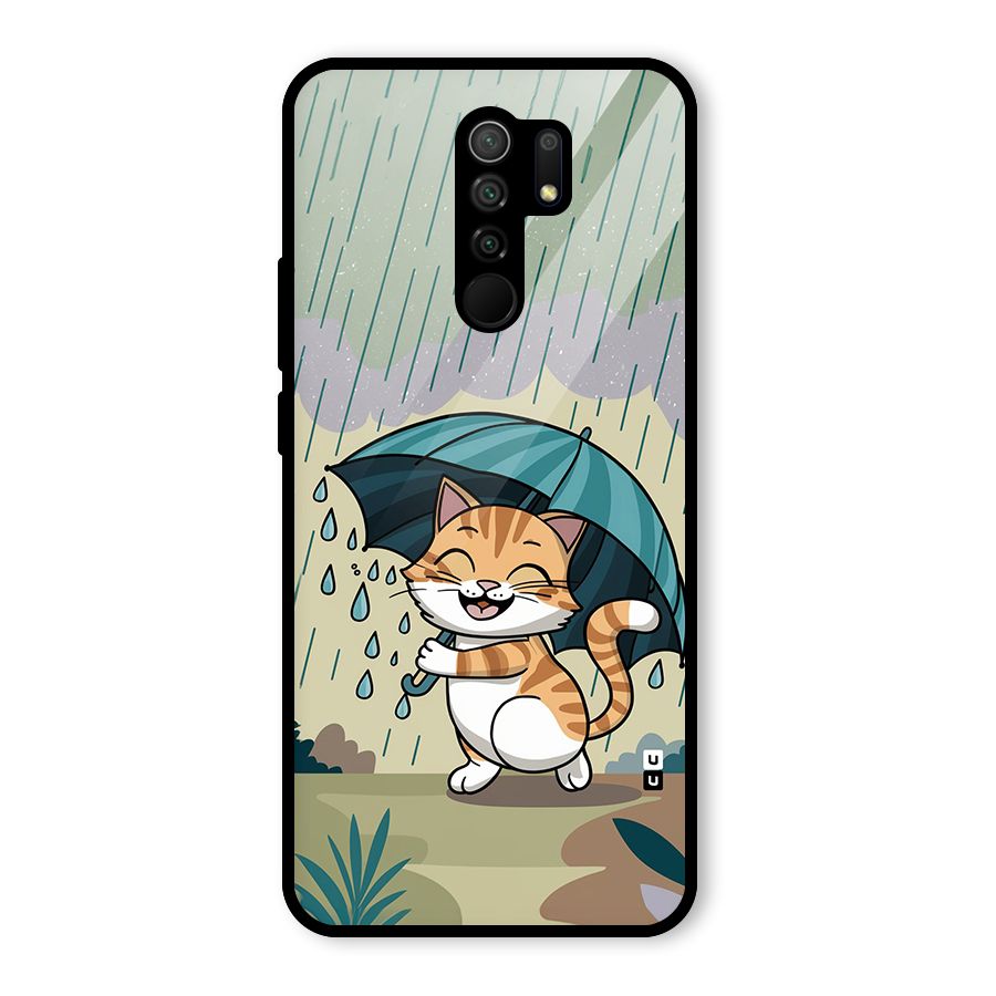 Cat In Rain Glass Back Case for Poco M2