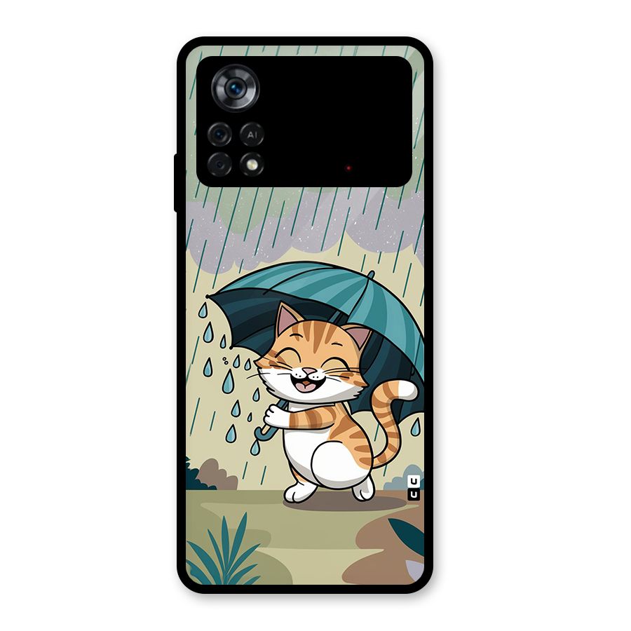 Cat In Rain Glass Back Case for Poco X4 Pro 5G