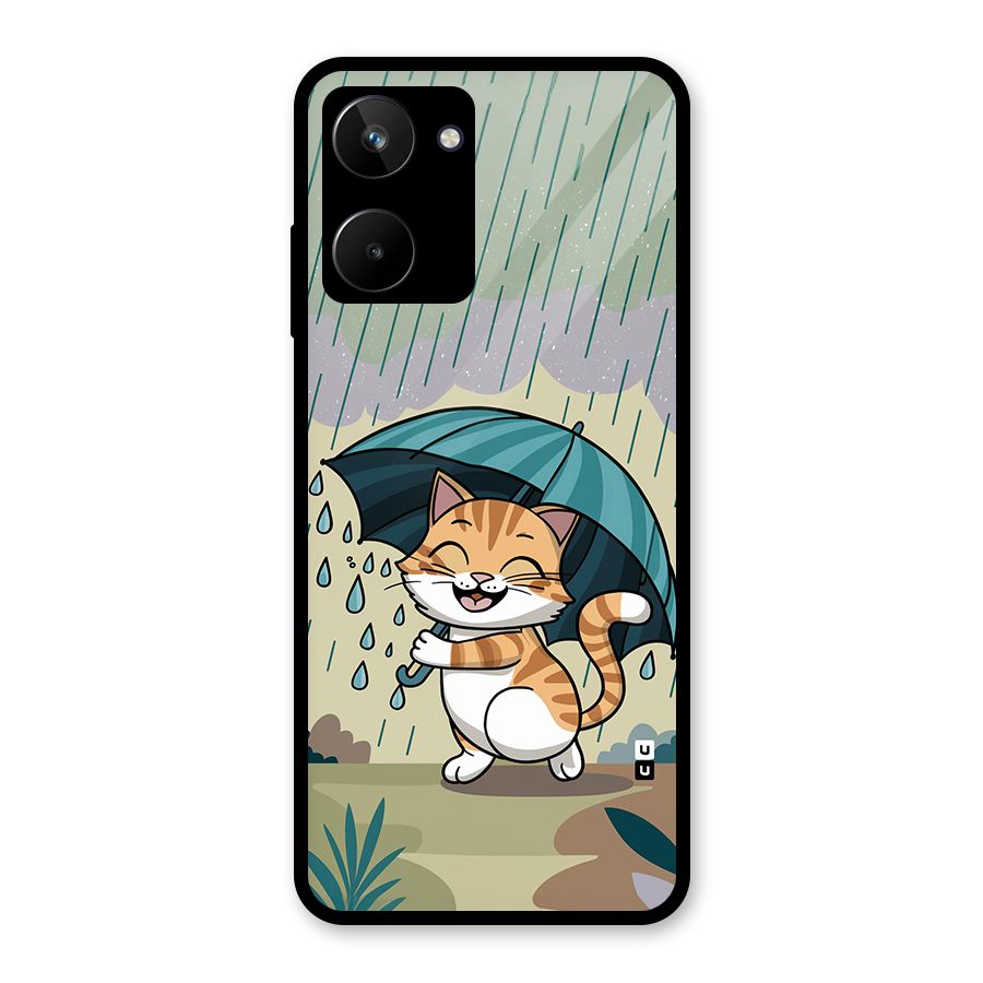 Cat In Rain Glass Back Case for Realme 10