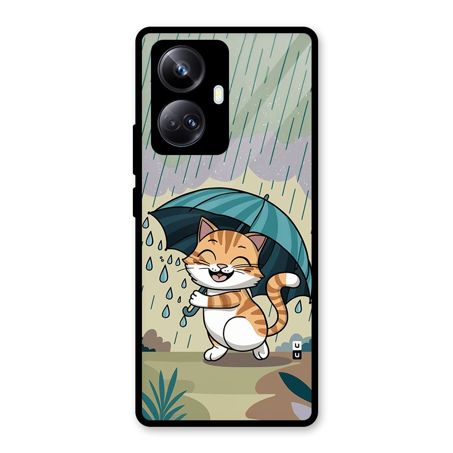 Cat In Rain Glass Back Case for Realme 10 Pro Plus