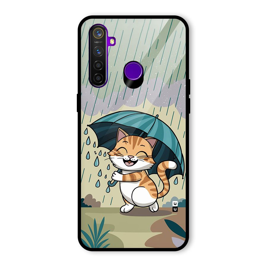 Cat In Rain Glass Back Case for Realme 5 Pro
