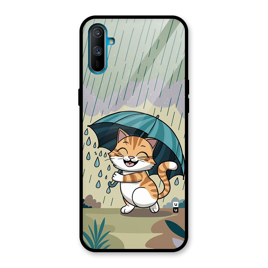 Cat In Rain Glass Back Case for Realme C3
