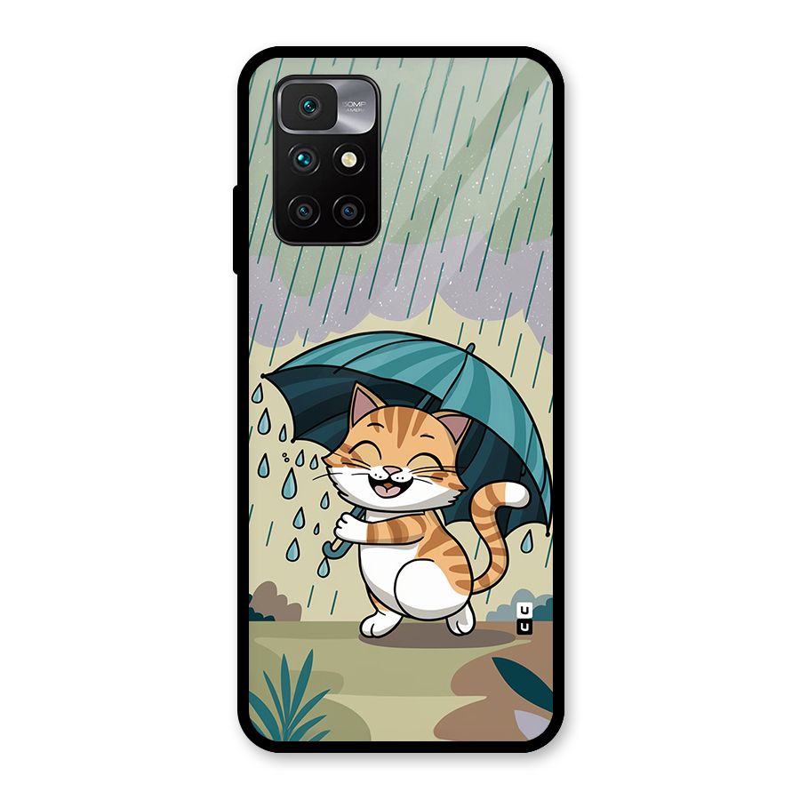 Cat In Rain Glass Back Case for Redmi 10 Prime