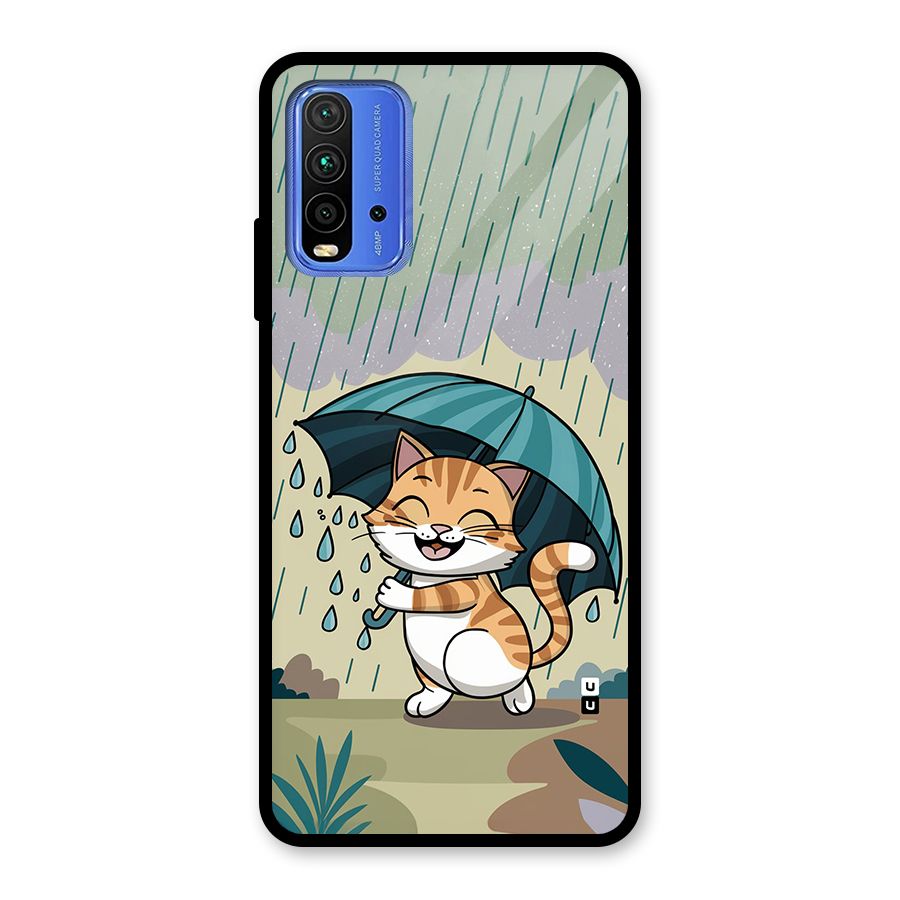 Cat In Rain Glass Back Case for Redmi 9 Power