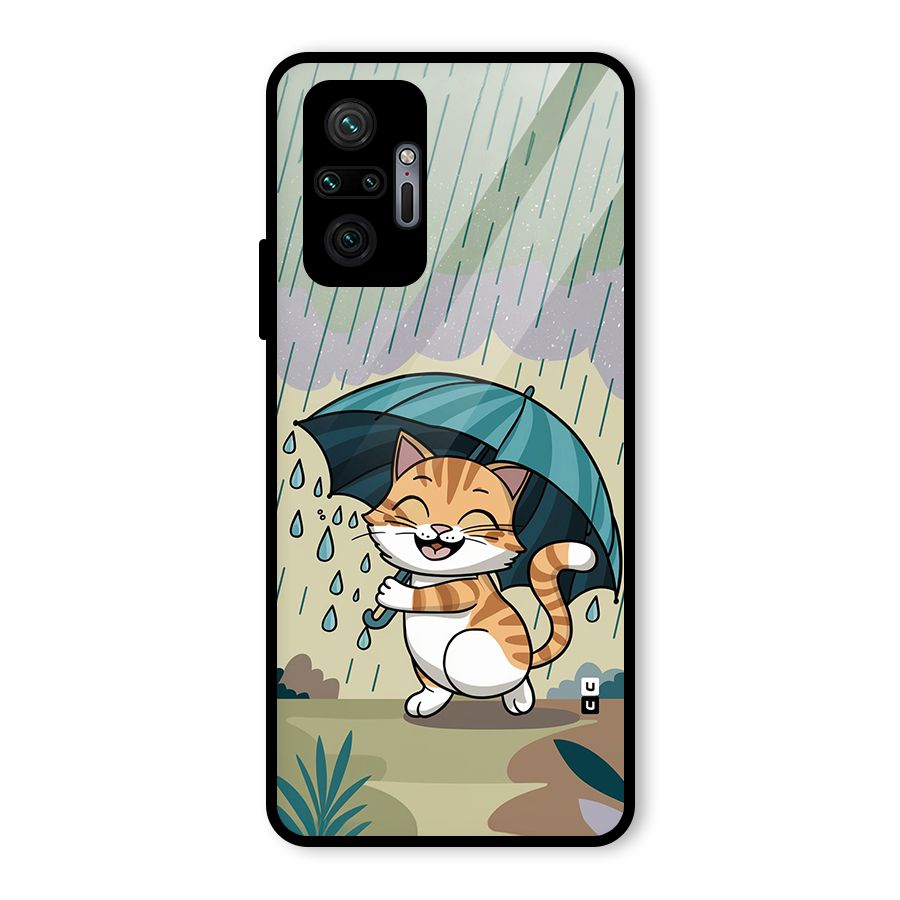 Cat In Rain Glass Back Case for Redmi Note 10 Pro Max