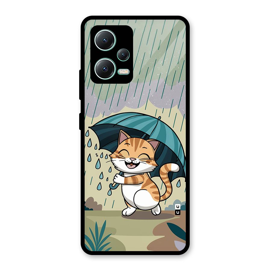 Cat In Rain Glass Back Case for Redmi Note 12 5G