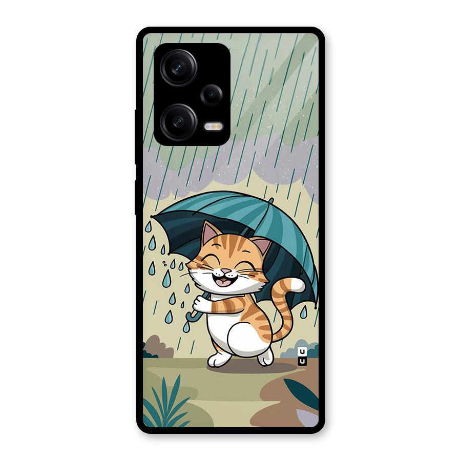 Cat In Rain Glass Back Case for Redmi Note 12 Pro