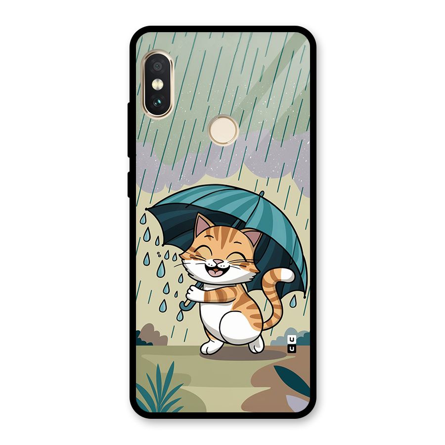 Cat In Rain Glass Back Case for Redmi Note 5 Pro