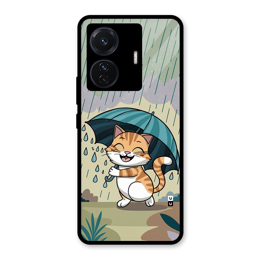 Cat In Rain Glass Back Case for Vivo T1 Pro