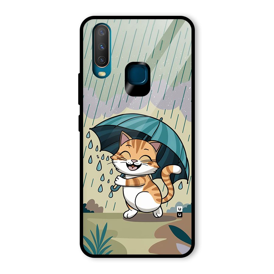 Cat In Rain Glass Back Case for Vivo U10