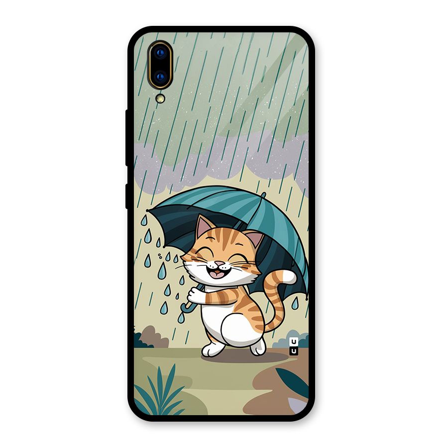Cat In Rain Glass Back Case for Vivo V11 Pro