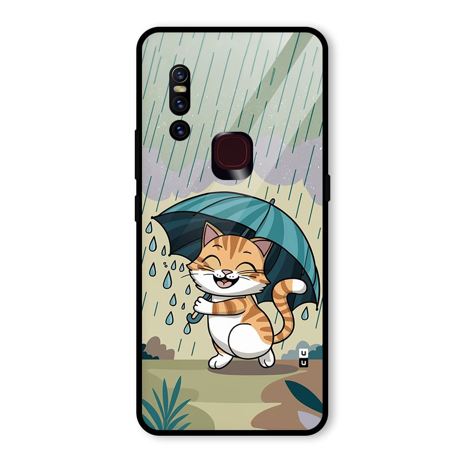 Cat In Rain Glass Back Case for Vivo V15