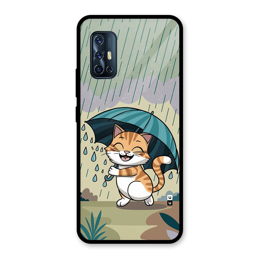Cat In Rain Glass Back Case for Vivo V17