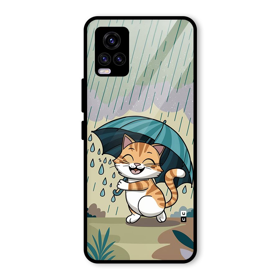 Cat In Rain Glass Back Case for Vivo V20